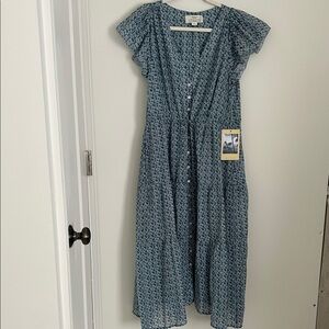 Trovata Kristine Dress Size Small Floral Button-Front Midi